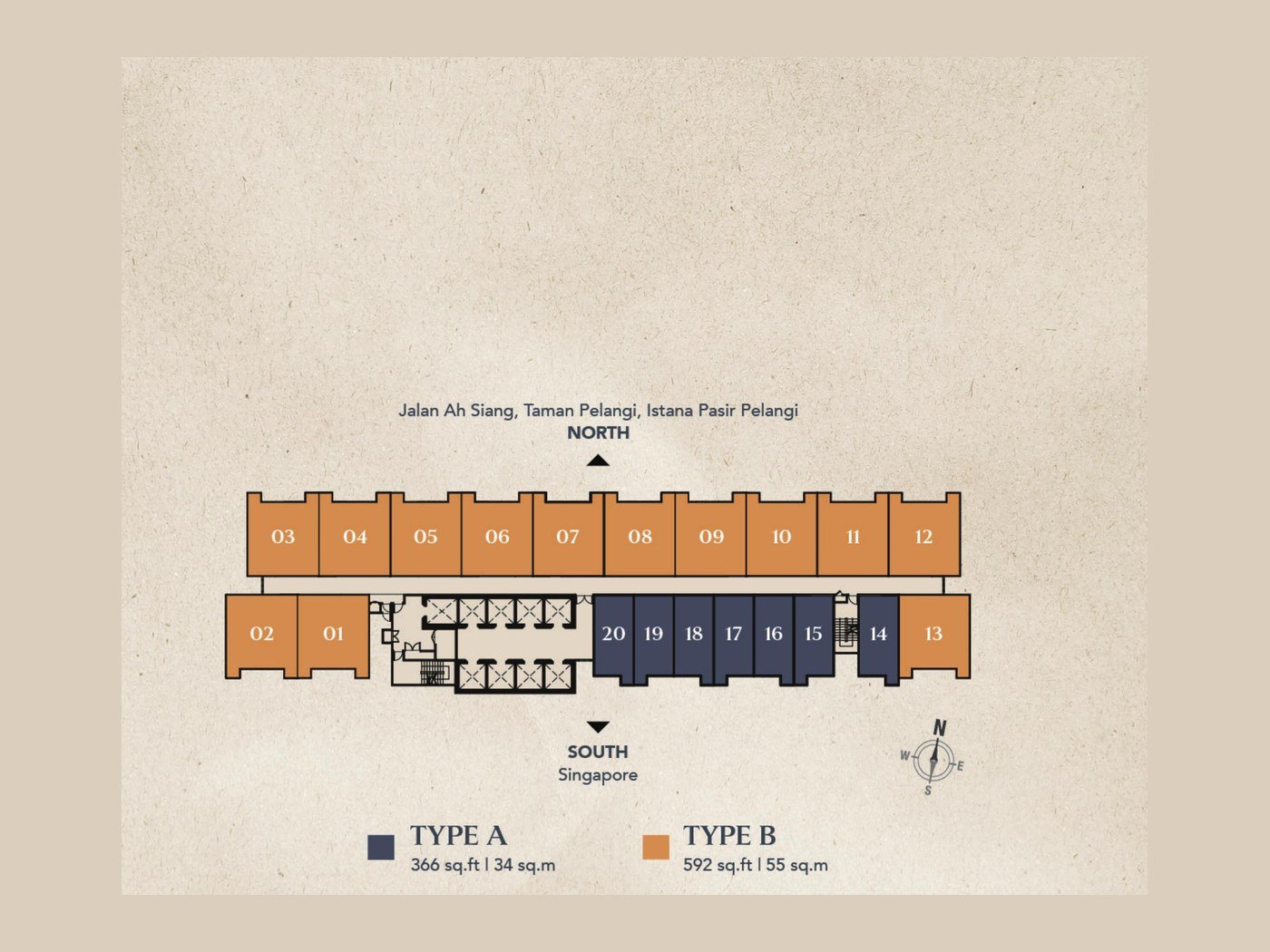 Causewayz Square Axis Tower typical floor plan, Johor Bahru