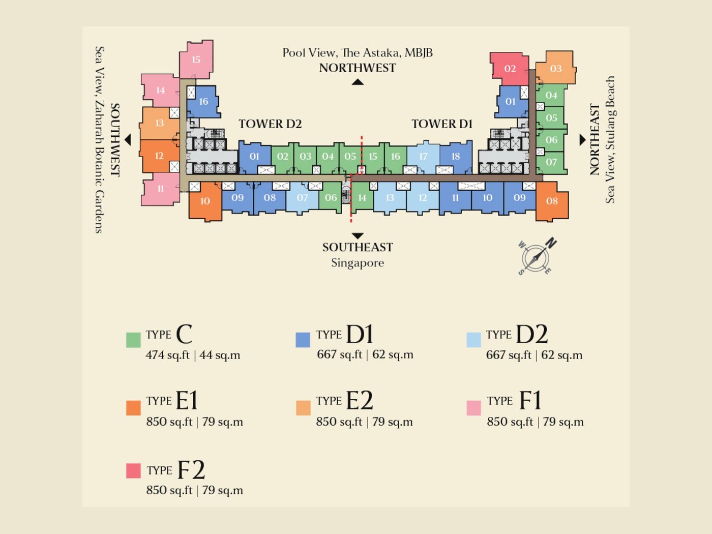 Causewayz Square Dover Tower typical floor plan, Johor Bahru