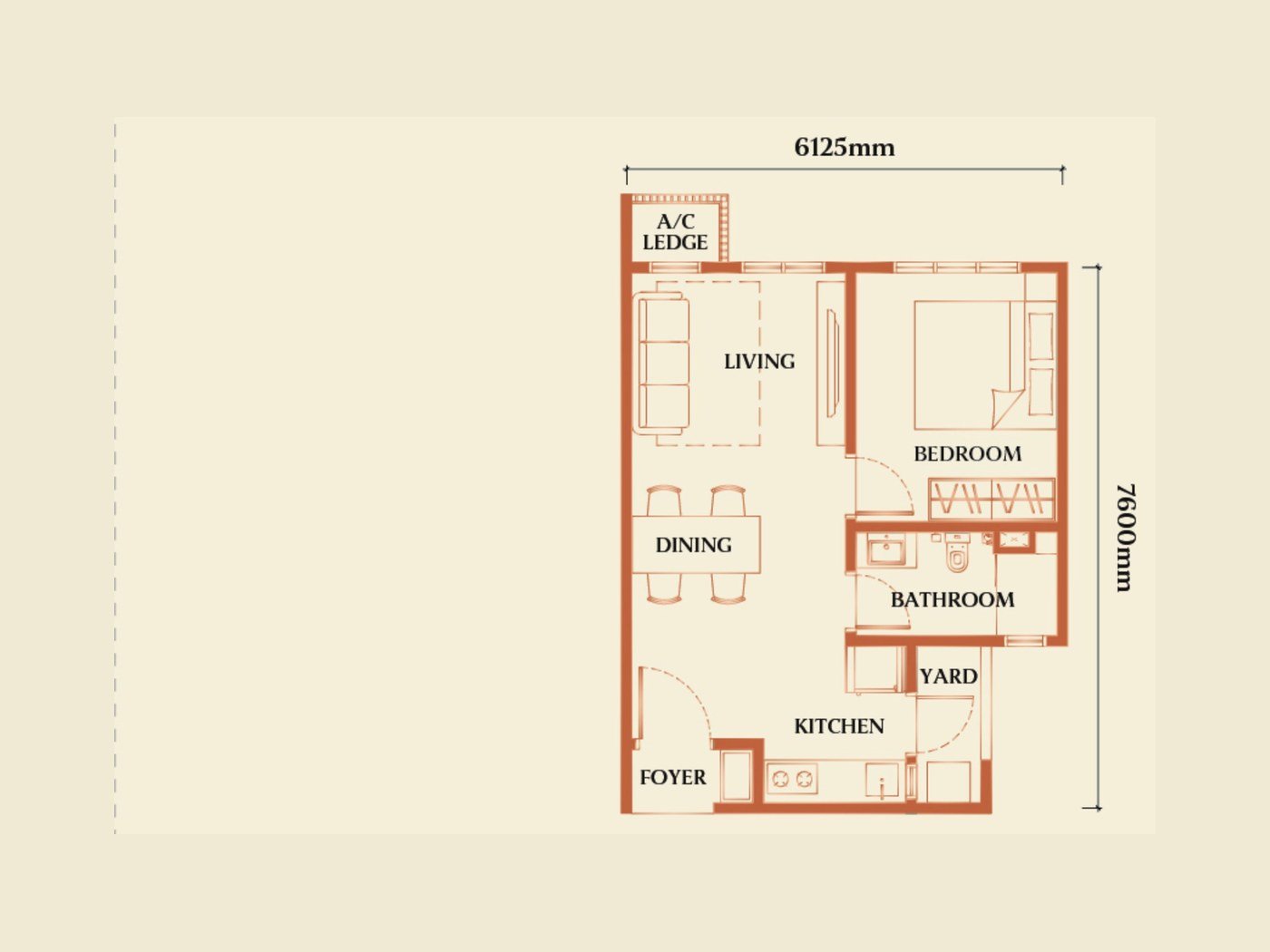 Causewayz Square Type C floor plan, 474 sq ft, Johor Bahru