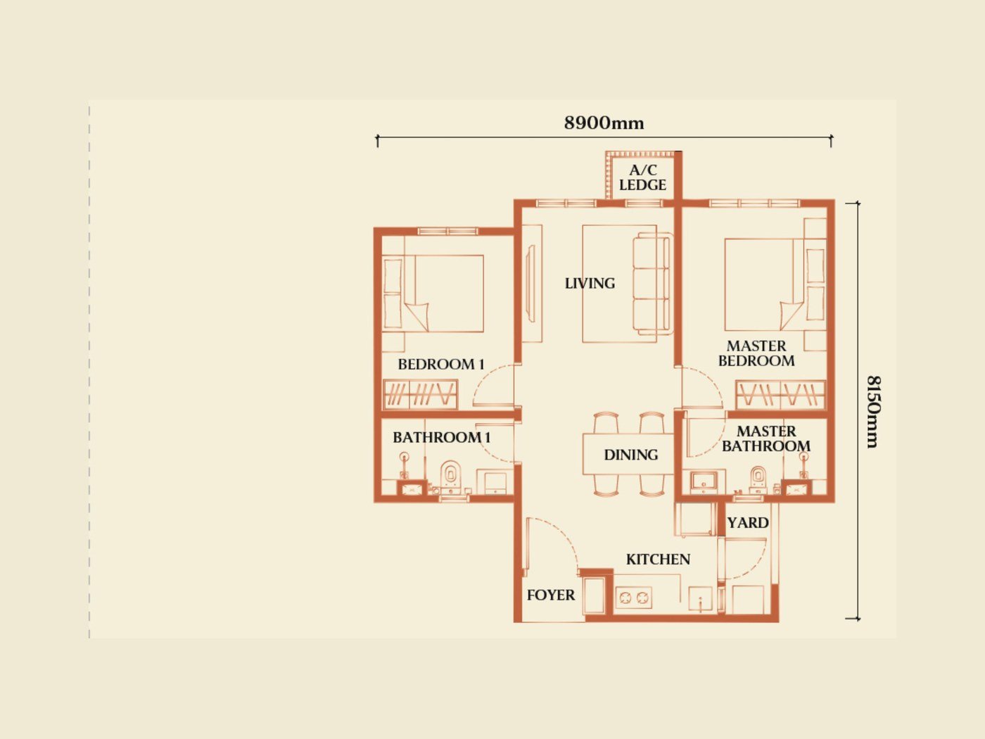 Causewayz Square Type D2 floor plan, 667 sq ft, Johor Bahru