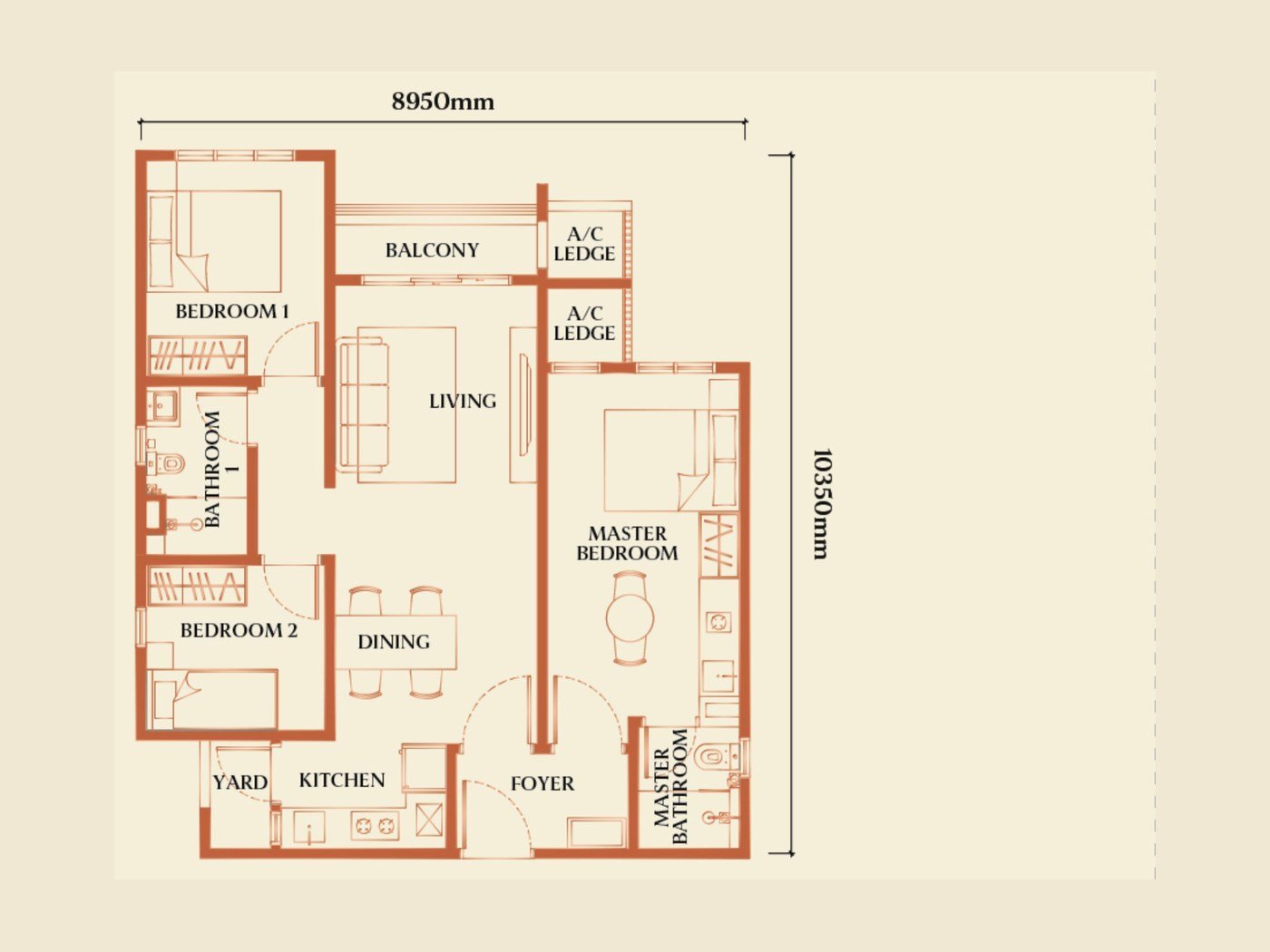 Causewayz Square Type F1 floor plan, 850 sq ft, Johor Bahru