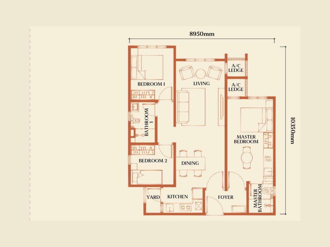 Causewayz Square Type F2 floor plan, 850 sq ft, Johor Bahru