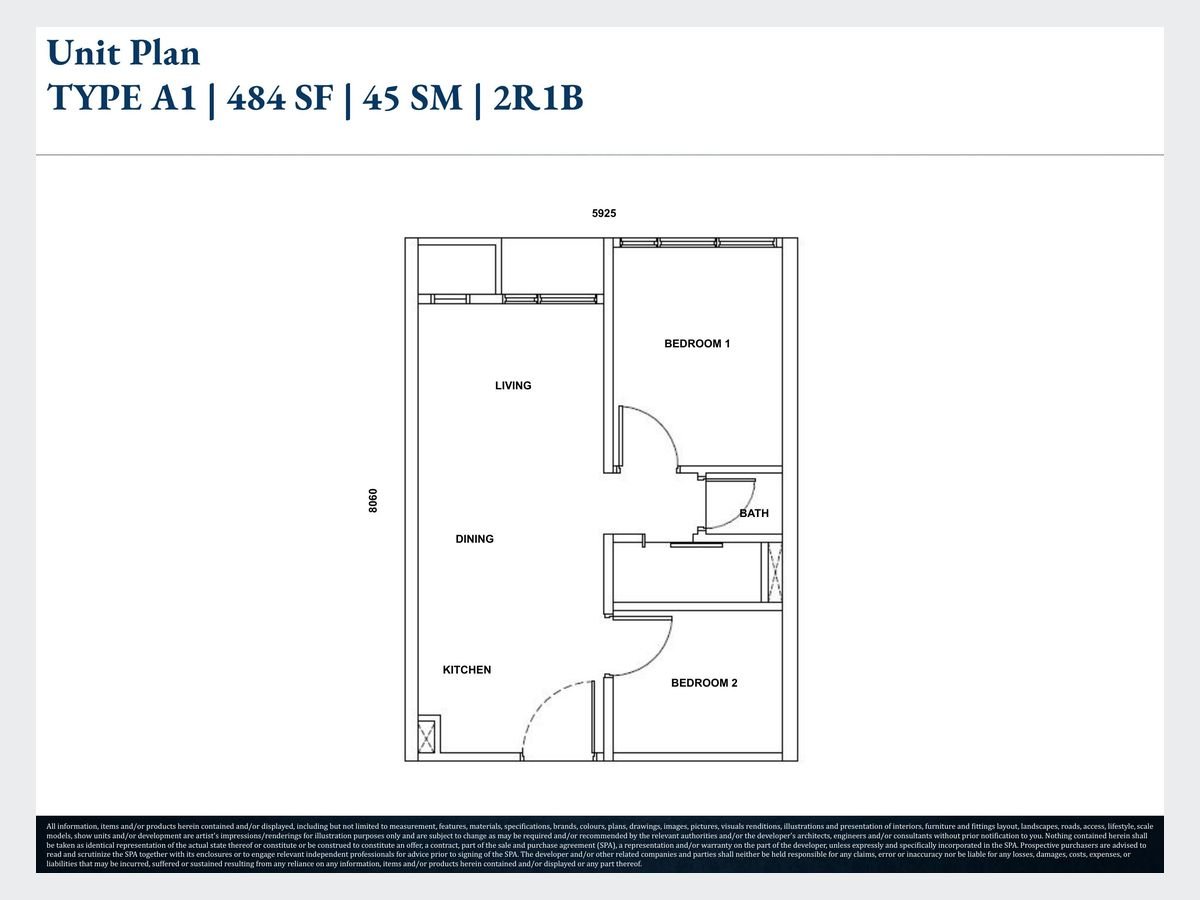 Kyliez Suites Type A · 484 sq ft floor plan