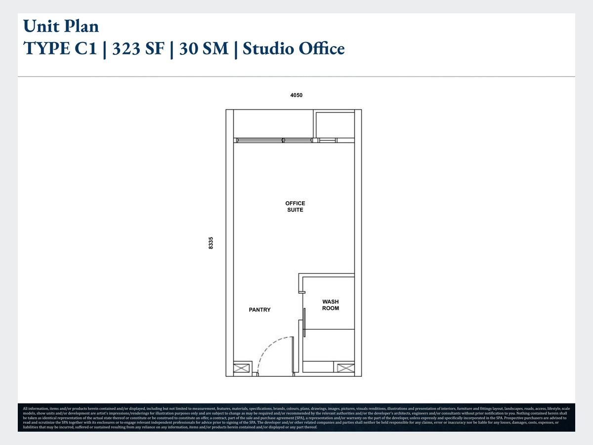 Kyliez Suites Type C · 323 sq ft floor plan