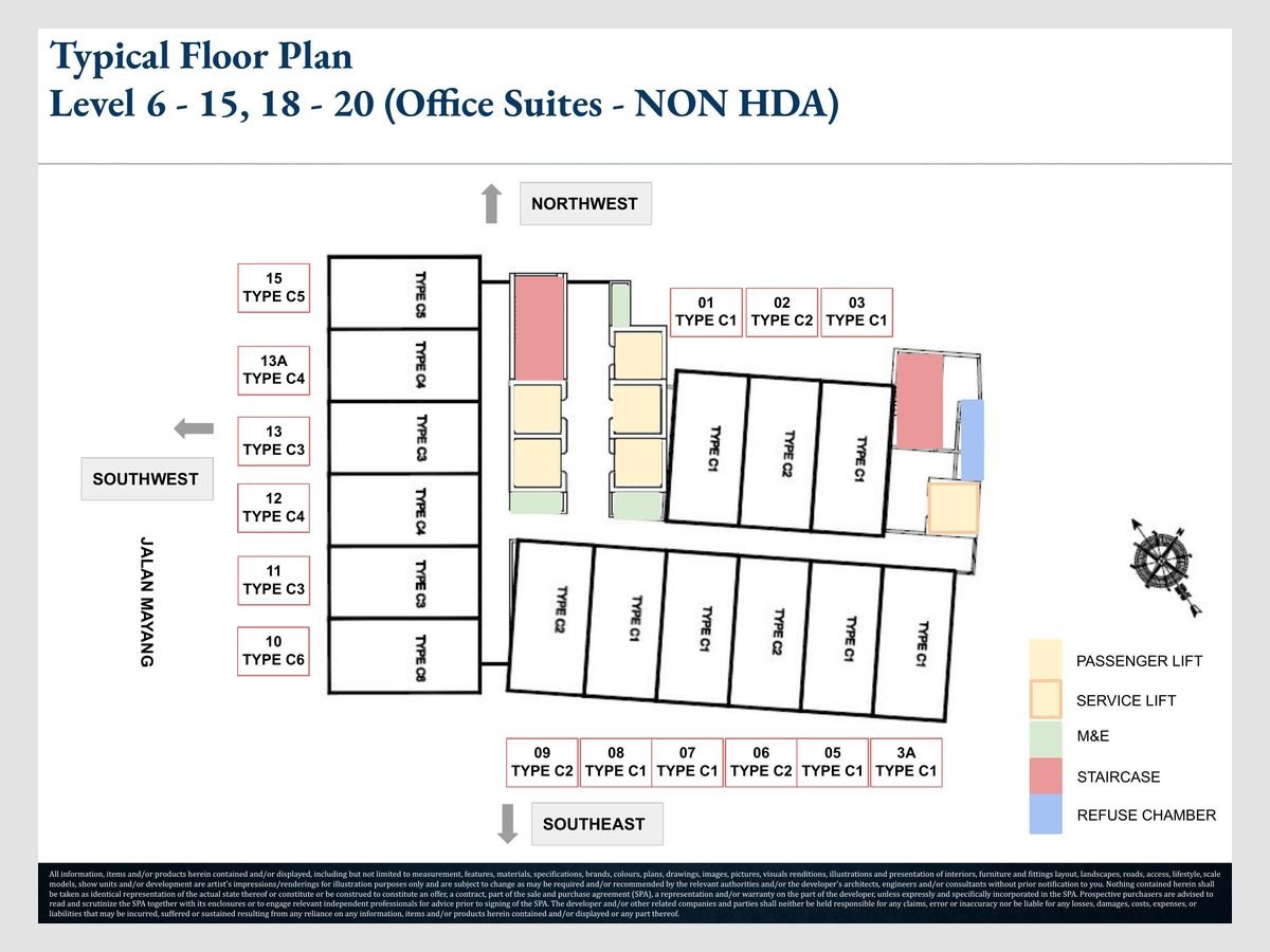 Kyliez Suites Typical floor plate · Levels 6–20 floor plan
